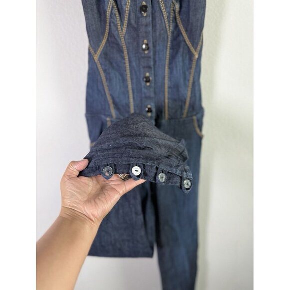 CHICK By NICKY HILTON Blue Denim Jean Overalls Womens Size 28 Adjustable Straps - Picture 5 of 15